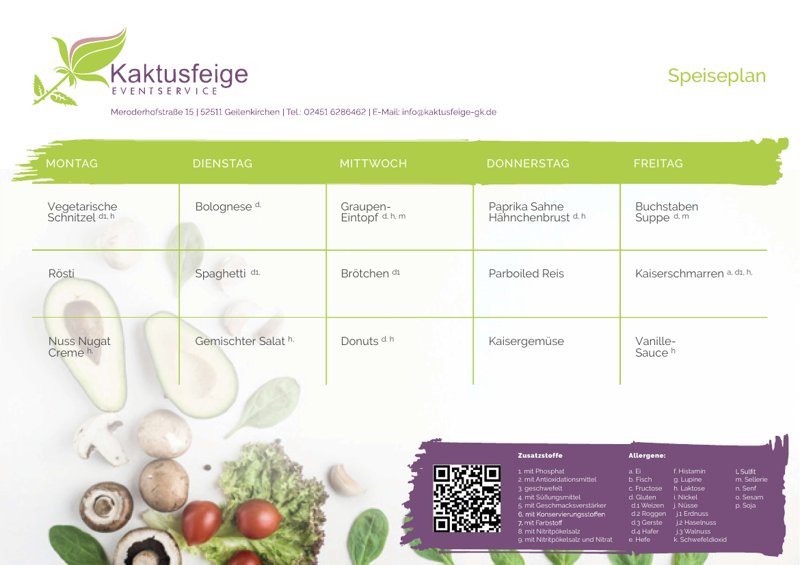 Beispiel Wochenspeiseplan 1