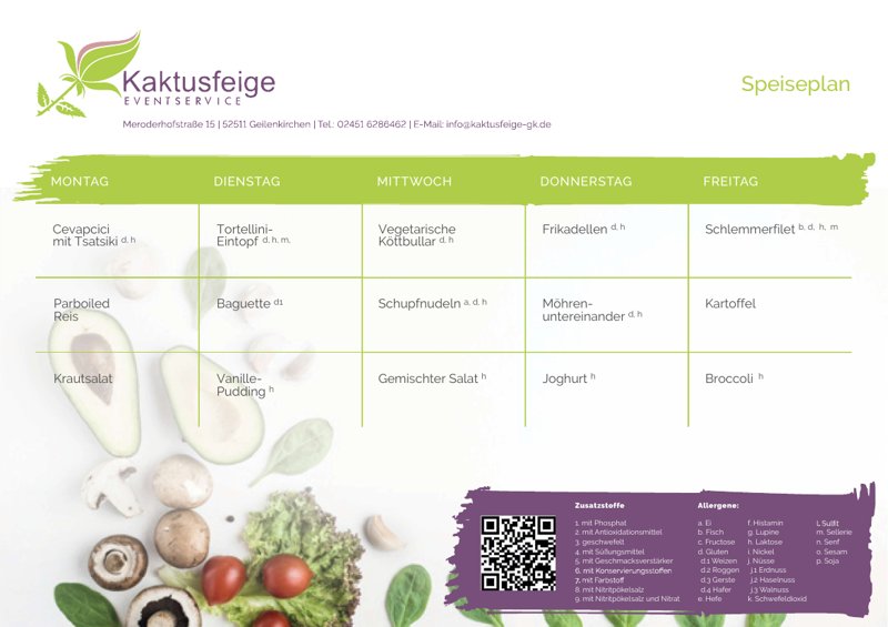 Beispiel Wochenspeiseplan 2